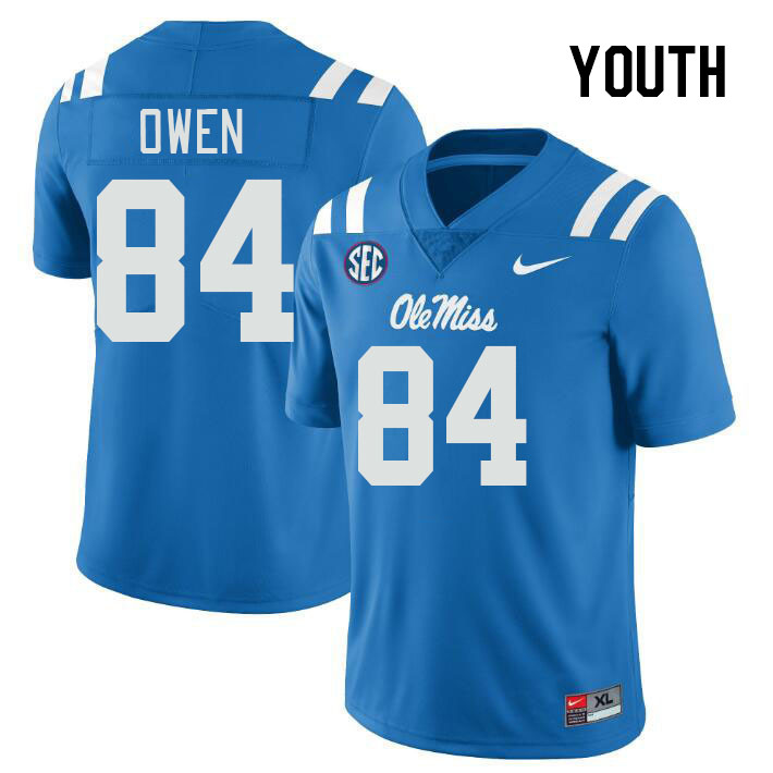 Youth #84 Mac Owen Ole Miss Rebels College Football Jerseys Stitched-Power Blue